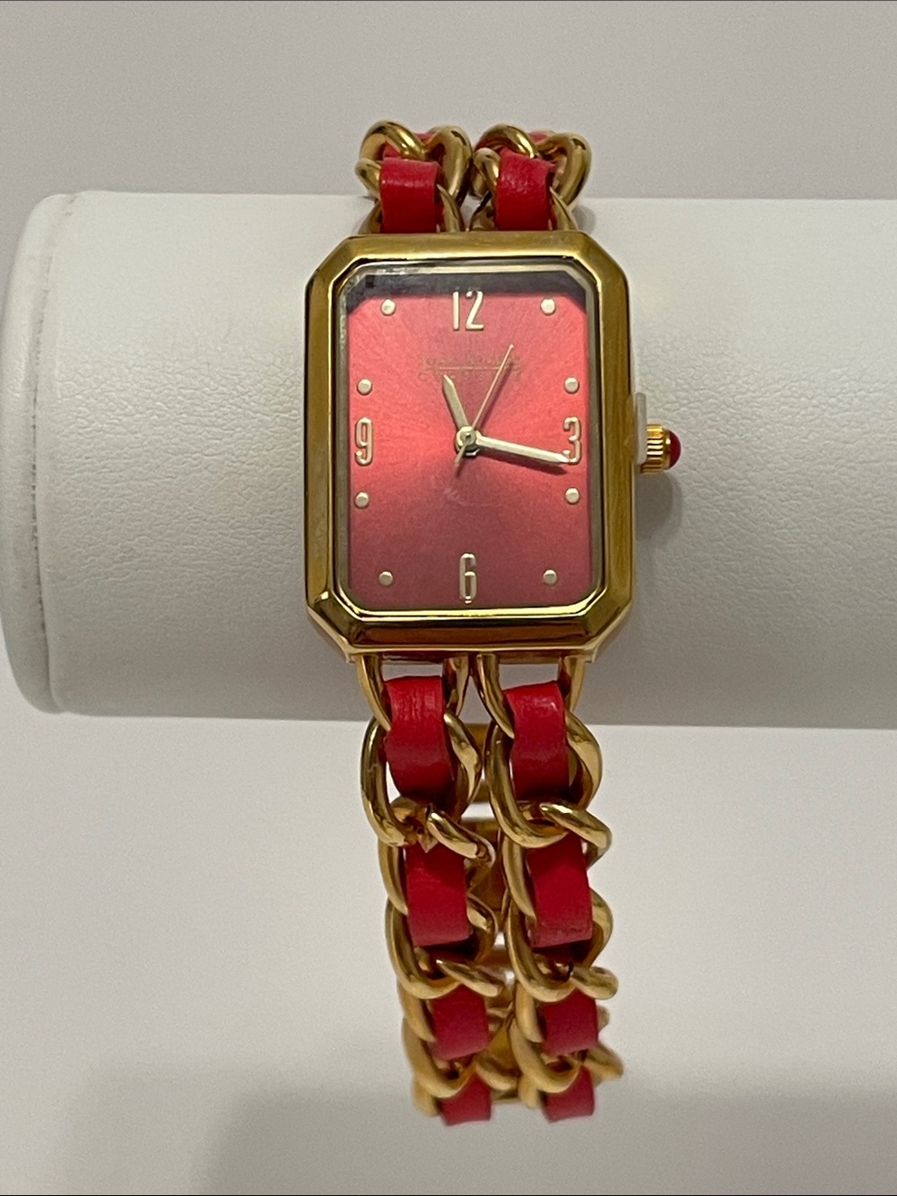 Joan Rivers Vintage Classics Collection Red Woven Chain-Link Watch
